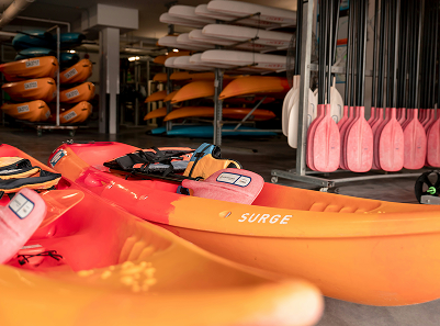 inside of a kayak storage space